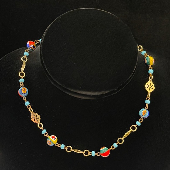 Murano Jewelry - Vintage Murano Millefiori Delicate Necklace Never Worn Made in Italy 15 1/2”